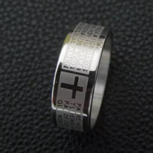Jewelry - Silver Lord's Prayer Cross Ring 8mm Men’s Women’s